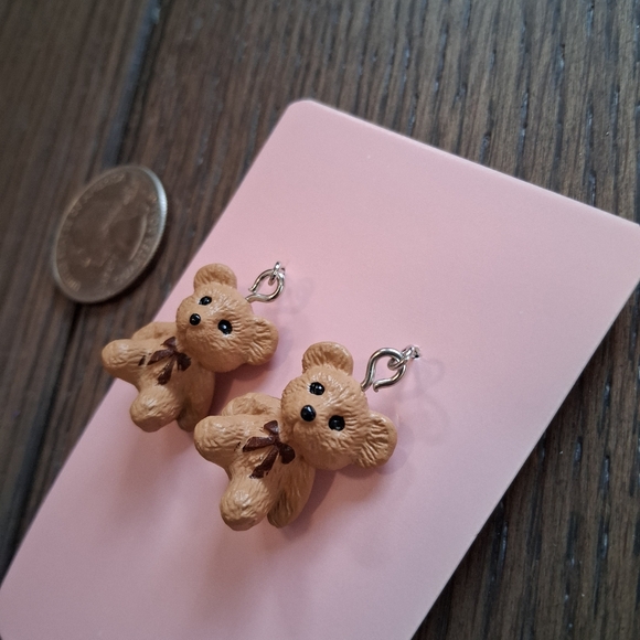 Handmade Teddy Bear Earrings - Picture 3 of 4
